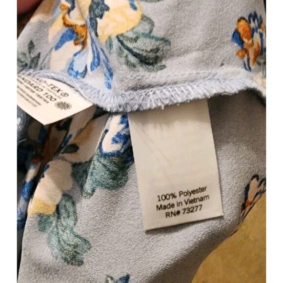 LC Lauren Conrad Button Down Long Sleeve Blouse Woman's XXL Floral Blue Flowy - Picture 5 of 6